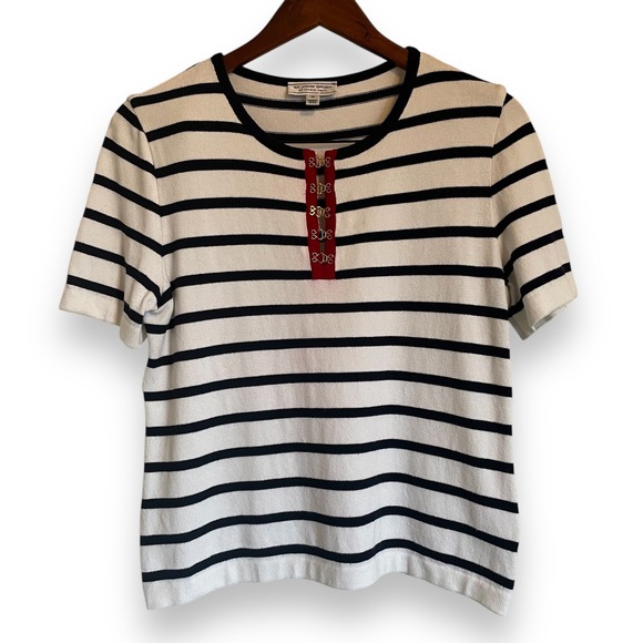 St. John Sport by Marie Gray Tops - ST. JOHN SPORT by MARIE GRAY Striped Knit Top‎ Red Buckle Detail Size M